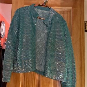 Sequin turquoise handmade sweater size large